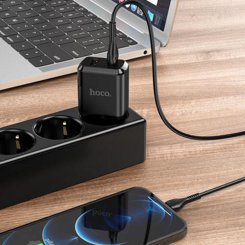 СЗУ HOCO N7 Speedy (2-USB/2.1A) + Lightning кабель (черный)