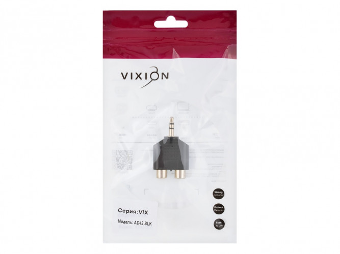 Переходник VIXION AD42 2RCA (F) - 3.5 JACK (M) (черный)
