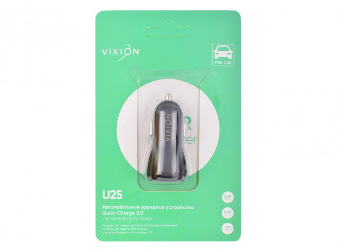 АЗУ VIXION U25 Quick Charger 3.0 (1-USB/2.4A;1-USB/3.1A) (черный)