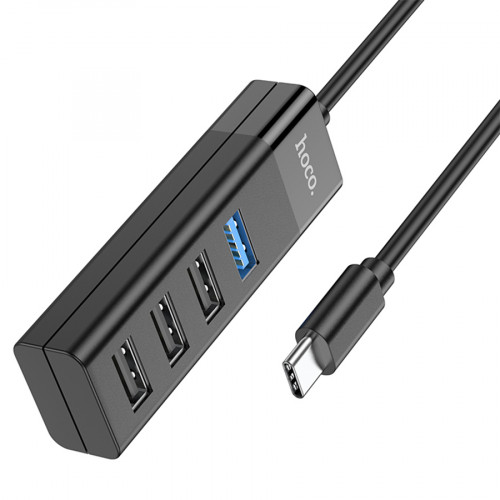 Разветвитель HUB HOCO HB25 Type-C на USB 3.0 + 3xUSB 2.0 / 0.2м чёрный