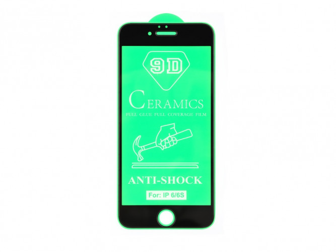 Защитное стекло для iPhone 6/6S (черный) (VIXION) керамическое
