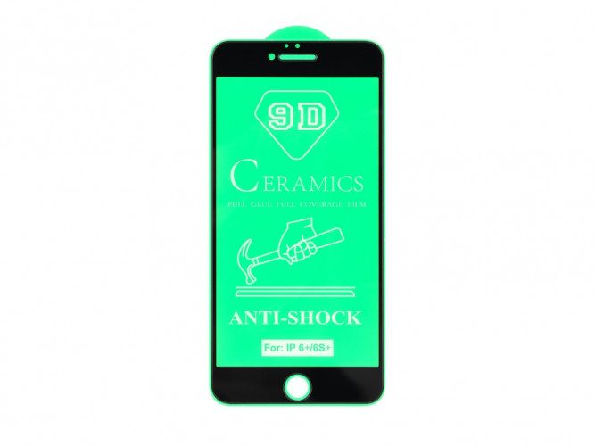 Защитное стекло для iPhone 6 Plus/6S Plus (черный) (VIXION) керамическое