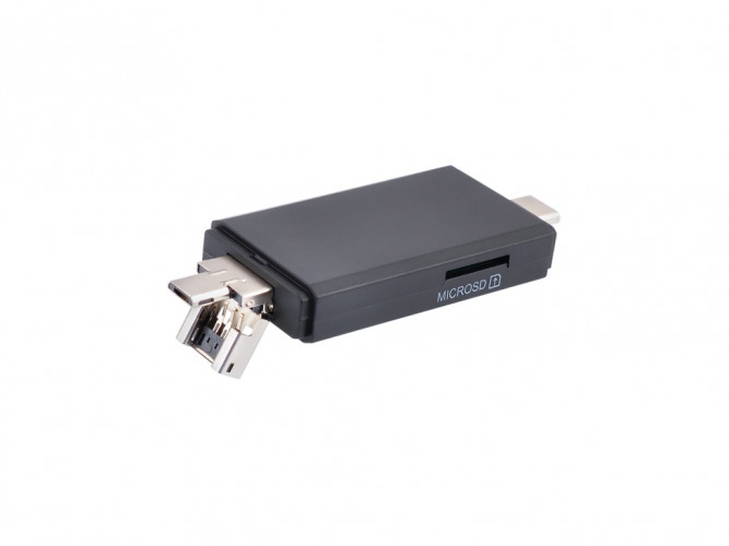 Картридер VIXION AD63 SD/MicroSD с разъемами USB, Micro USB, Type C