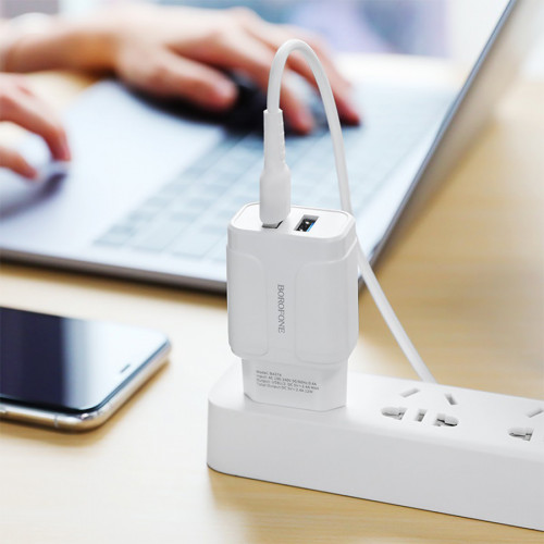 СЗУ BOROFONE BA37A Speedy (2-USB/2.4A) + Lightning кабель (белый)