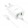 СЗУ HOCO C80A (1-USB 18W/1-PD 20W) + Type-C to Lightning кабель 38W (белый)