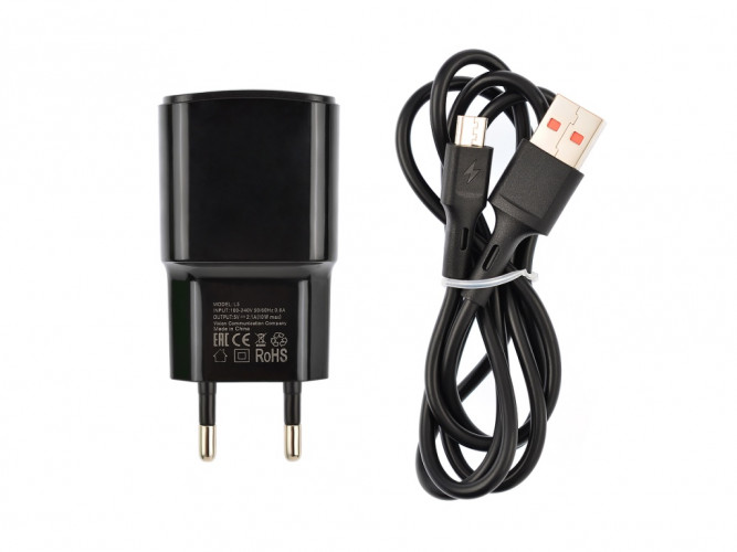 СЗУ VIXION L5m (1-USB/2.1A) + micro USB кабель 1м (черный)