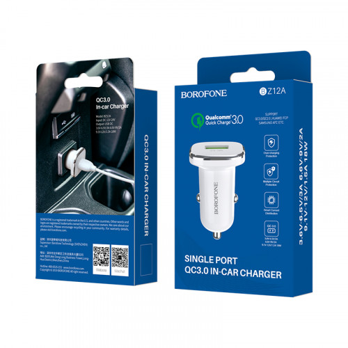 АЗУ BOROFONE BZ12A 1*USB QC3.0 18W белое
