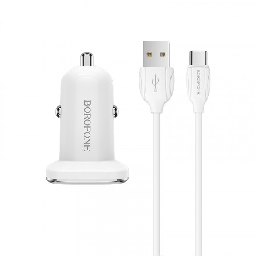 АЗУ BOROFONE BZ12A 1*USB QC3.0 18W в комплекте с кабелем USB-A - Type-C белое