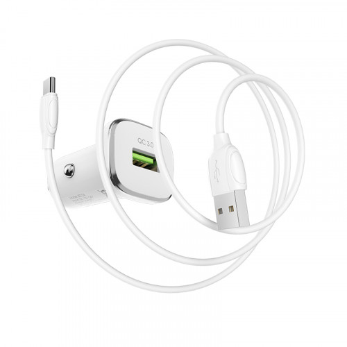 АЗУ BOROFONE BZ12A 1*USB QC3.0 18W в комплекте с кабелем USB-A - Type-C белое