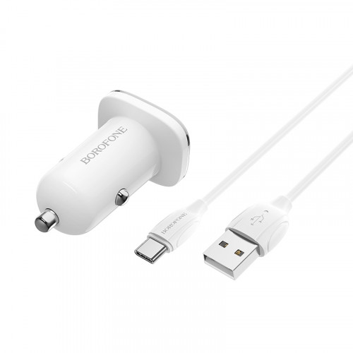 АЗУ BOROFONE BZ12A 1*USB QC3.0 18W в комплекте с кабелем USB-A - Type-C белое