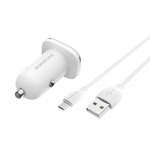 АЗУ BOROFONE BZ12 2*USB 5V 2.4A в комплекте с кабелем USB-A - Micro USB 1M белое